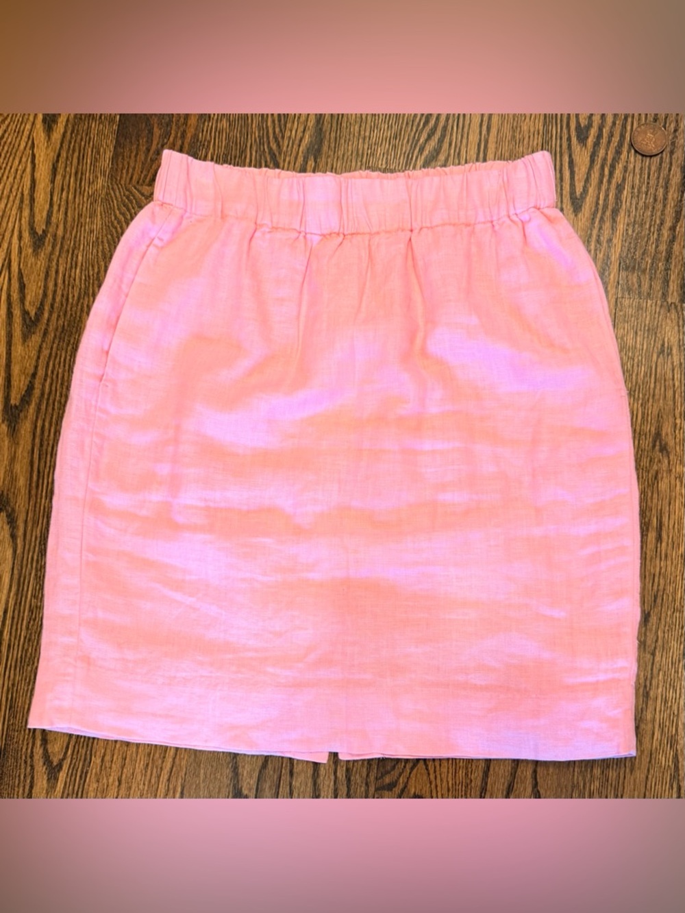 Pink Linen Elastic-Waist Skirt from J.Crew
